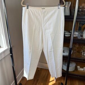 Eileen Fisher Women’s White Cotton Side Zipper Stretch Pants Size L